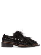 Matchesfashion.com Simone Rocha - Tinsel Trimmed Leather Loafers - Womens - Black