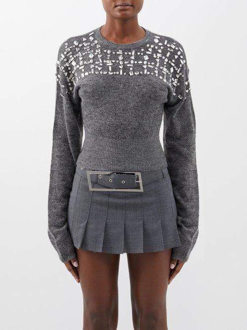 16arlington - Endora Crystal-embellished Sweater - Womens - Dark Grey