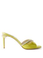 Rene Caovilla - Crystal-embellished Satin Mules - Womens - Green
