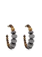 Matchesfashion.com Etro - Striped Beaded Hoop Earrings - Womens - Brown