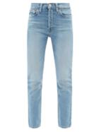 Ladies Rtw Re/done - 90s High-rise Slim-leg Cropped Jeans - Womens - Light Denim