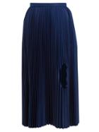 Matchesfashion.com Toga - Cut Out Pleated Taffeta Midi Skirt - Womens - Blue