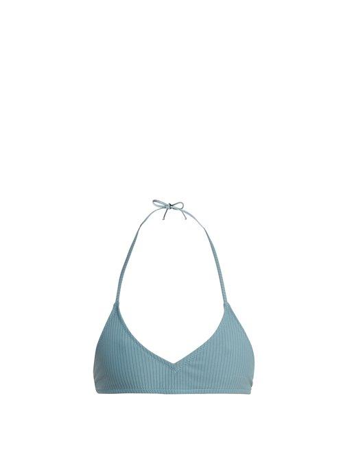 Matchesfashion.com Made By Dawn - Shell Ribbed Bikini Top - Womens - Light Blue