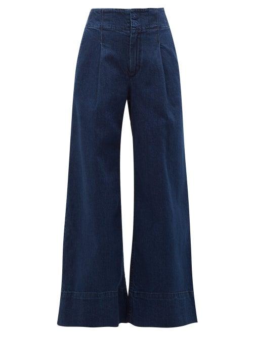 Matchesfashion.com Apiece Apart - Flared Pleated Stretch-denim Trousers - Womens - Denim