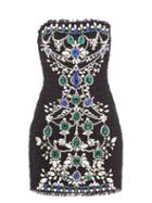 Balmain - Strapless Embellished-tweed Mini Dress - Womens - Black Multi