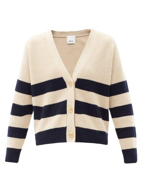 Matchesfashion.com Allude - Striped Wool-blend Cardigan - Womens - Black Stripe
