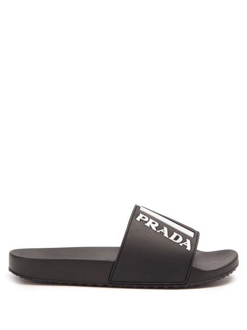 Matchesfashion.com Prada - Logo Embossed Rubber Slides - Mens - Black Multi