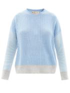 Ladies Rtw Marni - Colour-blocked Ribbed Cashmere Sweater - Womens - Blue