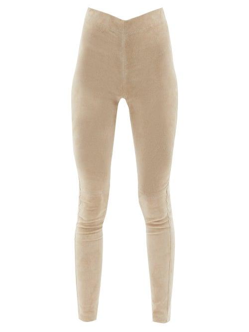 Joseph - High-rise Stretch-suede Leggings - Womens - Light Beige
