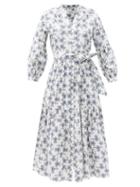 Matchesfashion.com Cefinn - The Alice Thistle-print Organic-cotton Voile Dress - Womens - White Multi