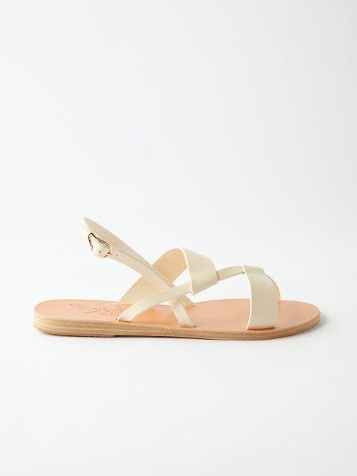 Ancient Greek Sandals - Kelly Leather Flat Sandals - Womens - Off White