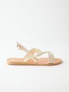 Ancient Greek Sandals - Kelly Leather Flat Sandals - Womens - Off White