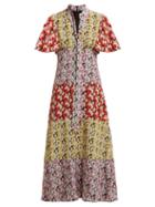 Matchesfashion.com Valentino - Spring Garden Print Silk Midi Dress - Womens - Multi