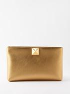 Valentino Garavani - One Stud Leather Clutch Bag - Womens - Gold