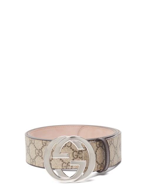 Gucci - Gg-buckle Gg Supreme Canvas Belt - Mens - Beige
