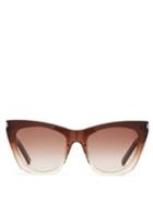 Matchesfashion.com Saint Laurent - Kate Oversized Cat-eye Acetate Sunglasses - Womens - Brown Multi