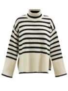 Totme - Roll-neck Striped Wool-blend Sweater - Womens - Beige Stripe