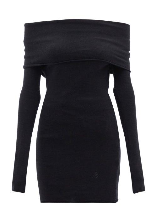 Ladies Rtw The Attico - Off-shoulder Wool-blend Jersey Top - Womens - Black