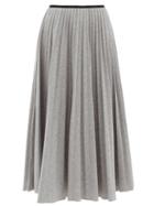 Matchesfashion.com Moncler - High-waist Pleated-jersey Midi Skirt - Womens - Grey