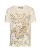 Gucci Paradise Bird-print Linen T-shirt