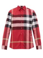 Matchesfashion.com Burberry - Somerton Nova-check Cotton-blend Poplin Shirt - Mens - Red Multi