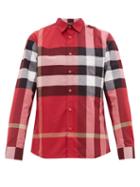 Matchesfashion.com Burberry - Somerton Nova-check Cotton-blend Poplin Shirt - Mens - Red Multi