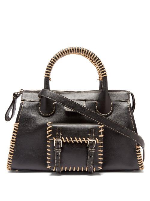 Chlo - Edith Whipstitched Leather Bag - Womens - Black