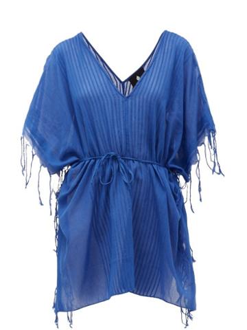 Matchesfashion.com Su Paris - Kya Ribbed Cotton Tunic - Womens - Blue
