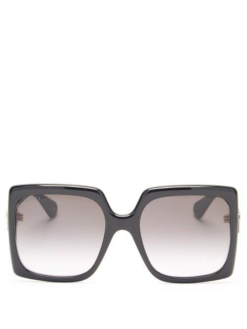 Matchesfashion.com Gucci - Gg-logo Oversized Square Acetate Sunglasses - Womens - Black