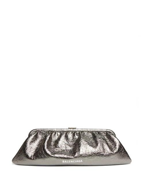 Matchesfashion.com Balenciaga - Cloud Xl Leather Clutch - Womens - Silver