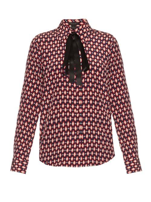 Marc Jacobs Diamond-print Crepe De Chine Shirt
