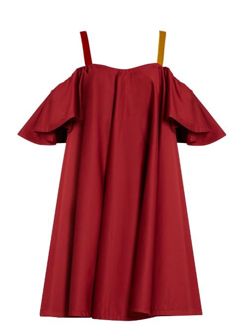 Anna October Cold-shoulder Ruffled Dress