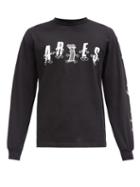 Matchesfashion.com Aries - Cartoon Columns-print Long-sleeved Cotton T-shirt - Mens - Black