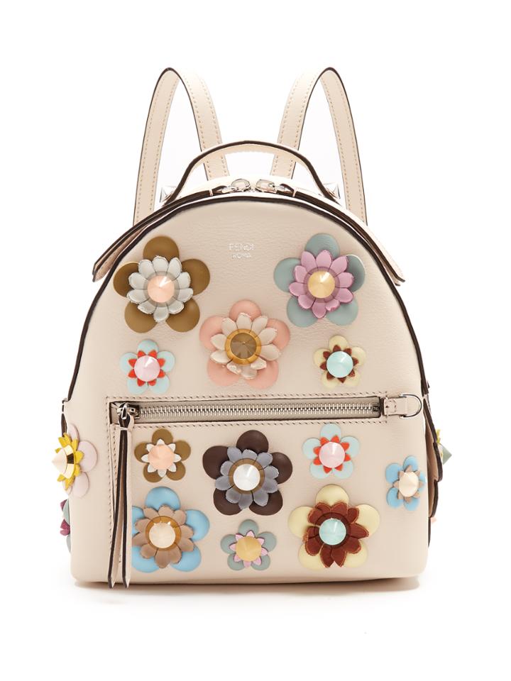 Fendi Embellished Floral-appliqu Mini Leather Backpack
