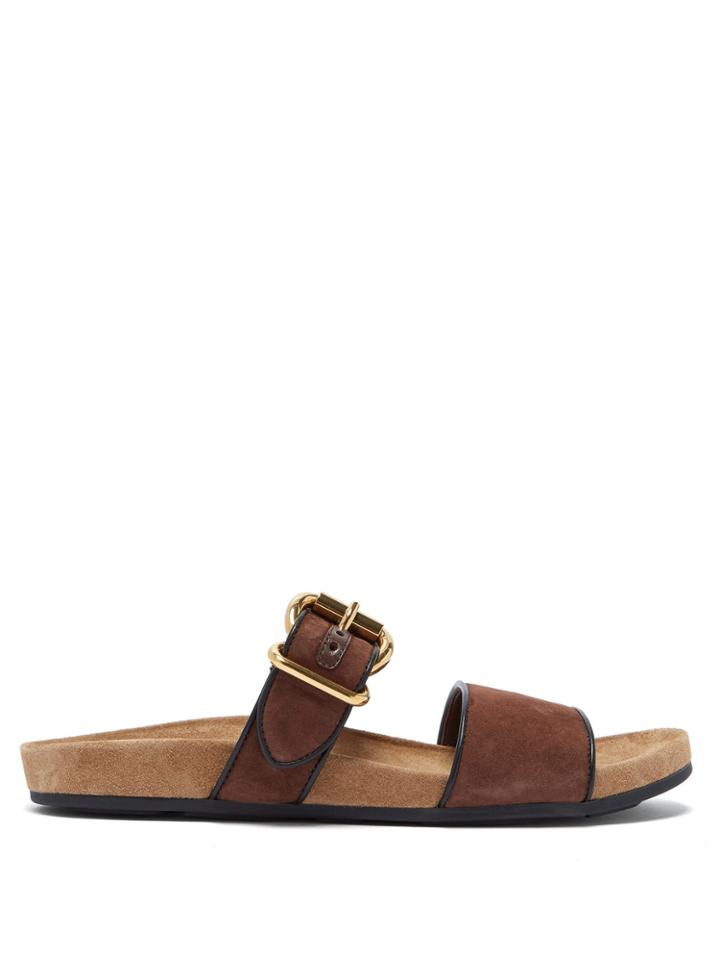 Prada Double-strap Suede Slides