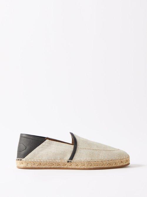 Brioni - Canvas And Leather Espadrilles - Mens - Cream Black