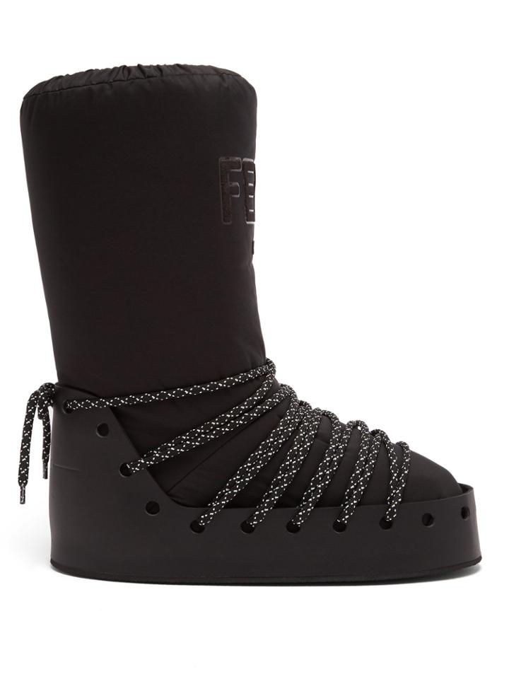 Fendi Velvet-logo Snow Boots