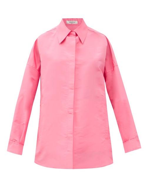 Matchesfashion.com Valentino - Oversized Silk-caban Shirt Jacket - Womens - Pink