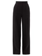 Matchesfashion.com Raey - Pintucked High-rise Wool-blend Trousers - Womens - Black