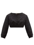 Matchesfashion.com Le Sirenuse, Positano - Jinny Embroidered Cotton Crop Top - Womens - Black