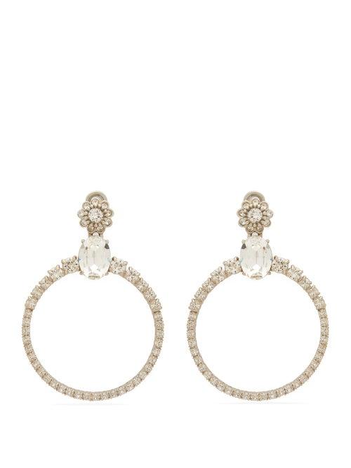 Matchesfashion.com Miu Miu - Crystal Embellished Clip On Earrings - Womens - Crystal