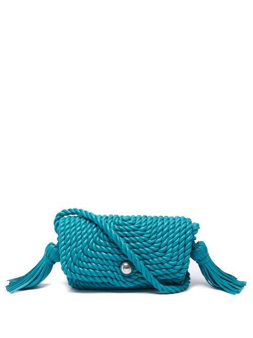 Bottega Veneta - Classic Braided-leather Cross-body Bag - Womens - Blue