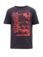 Matchesfashion.com Raf Simons - Stoned America-print Cotton-jersey T-shirt - Mens - Dark Navy