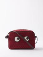 Anya Hindmarch - Eyes Velvet Cross-body Bag - Womens - Burgundy