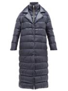 Matchesfashion.com Herno - Longline Ultralight Double Layer Quilted Coat - Womens - Navy