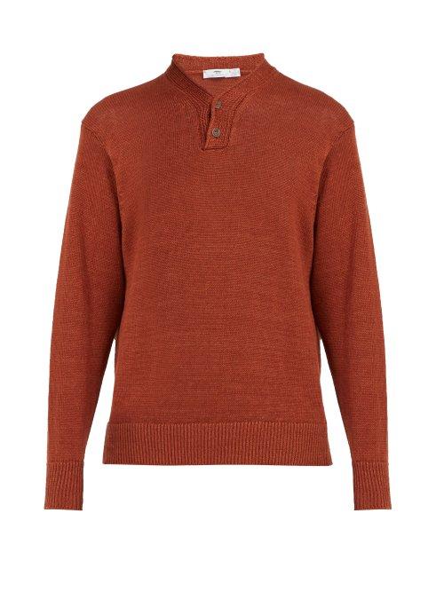 Matchesfashion.com Inis Mein - Hurler Linen Sweater - Mens - Brown
