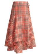 Ganni Charron Tartan Cotton-blend Seersucker Skirt