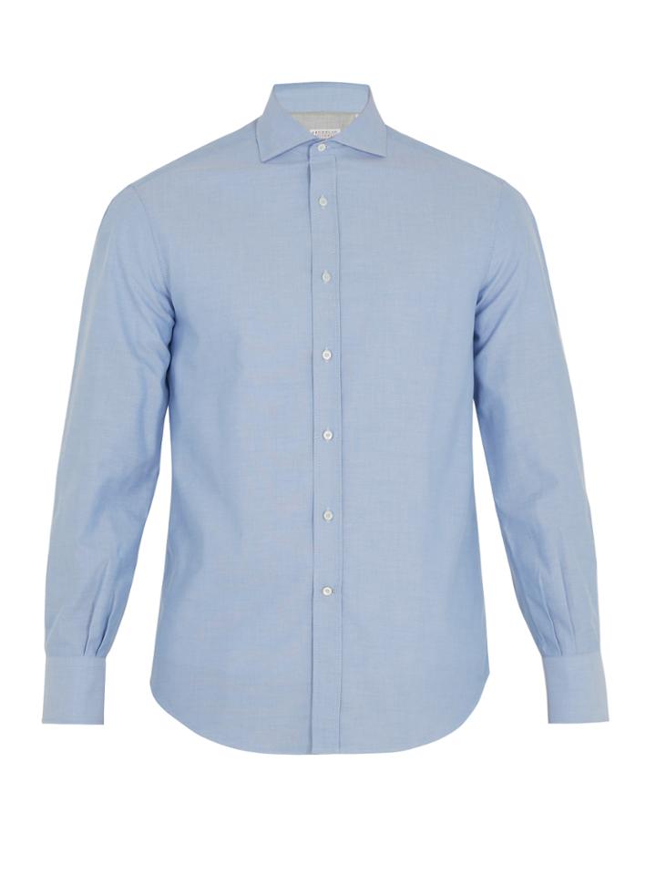 Brunello Cucinelli Spread-collar Single-cuff Oxford-cotton Shirt