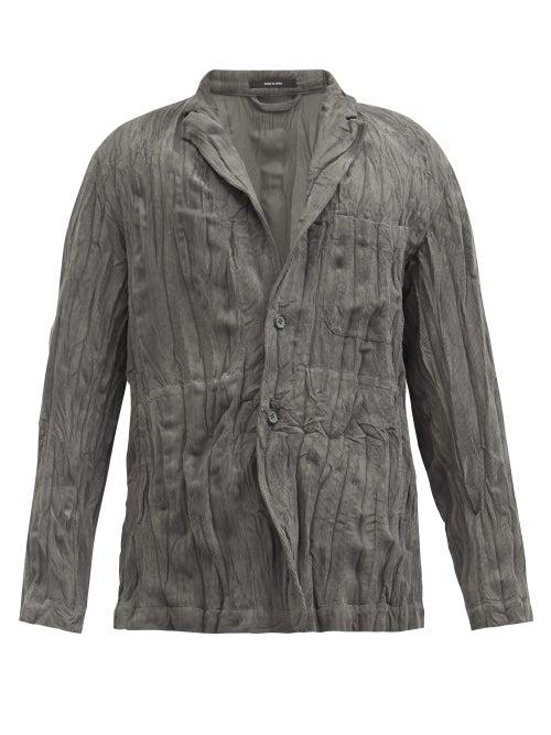 Matchesfashion.com Issey Miyake Men - Crinkled Single-breasted Corduroy Jacket - Mens - Grey