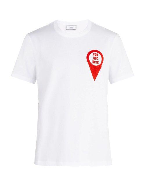 Matchesfashion.com Ami - 'you Are Here' Printed Cotton T Shirt - Mens - White